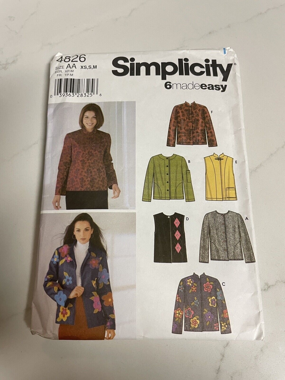Simplicity 4826 Sewing Pattern 6 Made Easy Size XS Small Medium Jacket Vest
